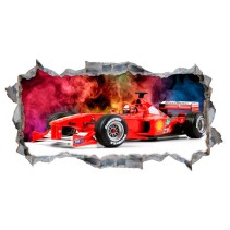 Vinilos 3d fórmula 1 agujero pared